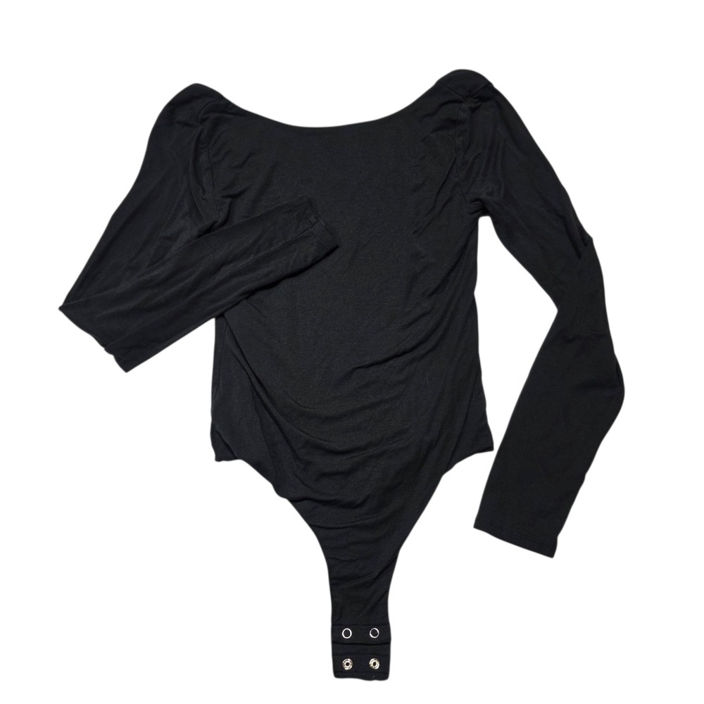 J.Crew Form Knit Long-Sleeve Bodysuit Women S Black‎ Scoop Neck BW018